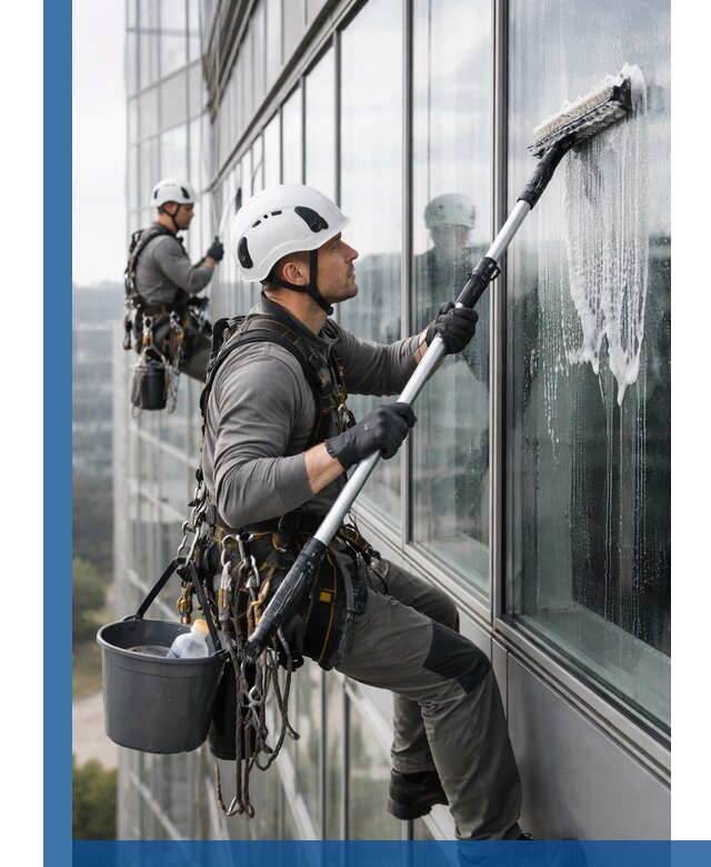 Высотная мойка сплошного остекления с выездом в Ялте