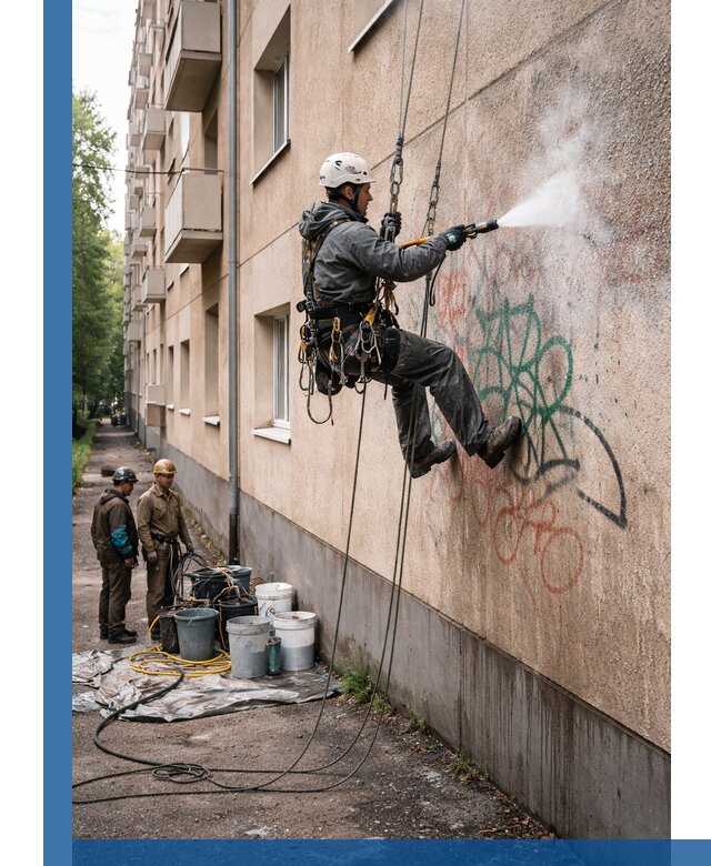 Удаление граффити с фасада в Ялте без следов и повреждений