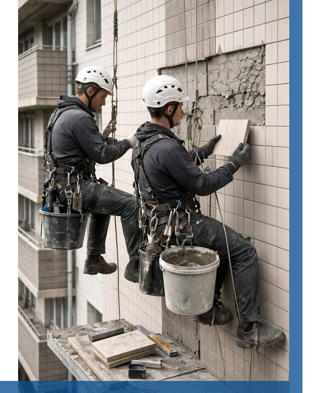 Ремонт облицовки фасада плиткой в Ялте от 1839 р. | ВЫСОТНИК-Ялт