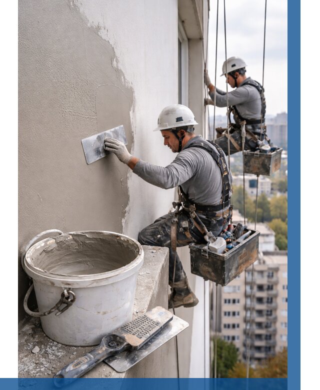 Шпаклевка фасада на высоте в Ялте от 715 р. | ВЫСОТНИК-Ялт