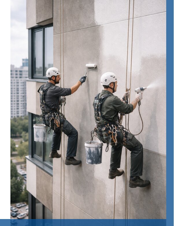 Покраска фасада альпинистами в Ялте от 306 р. | ВЫСОТНИК-Ялт