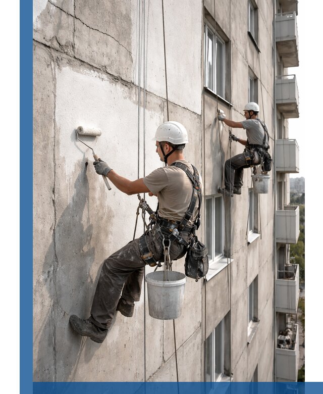 Покраска бетонного фасада в Ялте для жилых и промышленных объектов