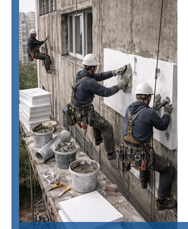 Утепление фасада пенополистиролом в Ялте под ключ