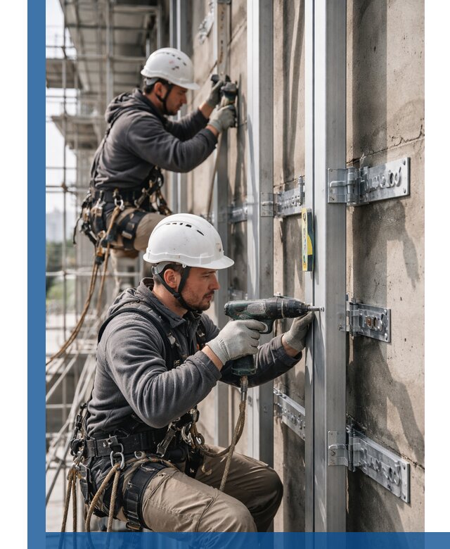 Монтаж и крепление подсистемы вентфасада в Ялте