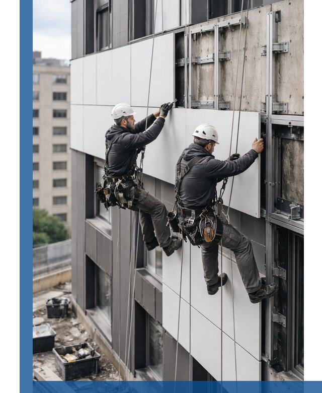 Монтаж композитных панелей фасада в Ялте под ключ