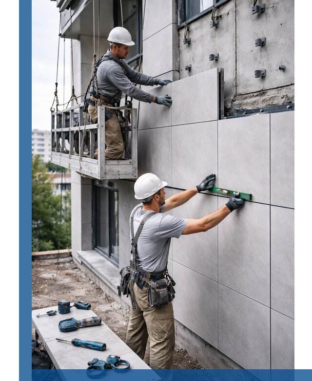 Монтаж керамогранита на фасад в Ялте под ключ с гарантией качества