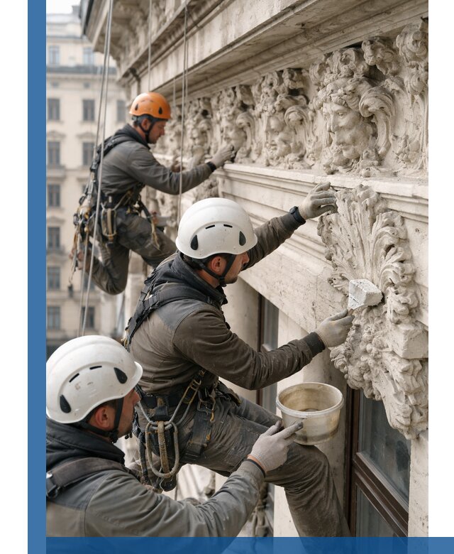 Реставрация фасадной лепнины с высотными работами в Ялте