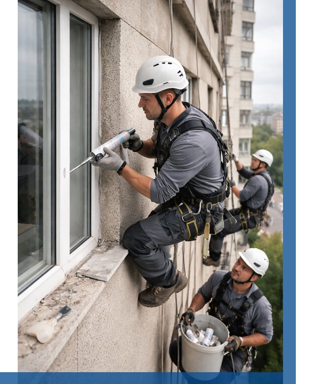 Герметизация оконных швов снаружи в Ялте от 1532 р. | ВЫСОТНИК-Ялт