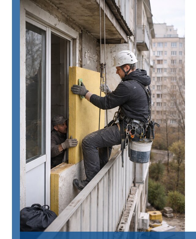 Профессиональное утепление балкона снаружи в Ялте под ключ