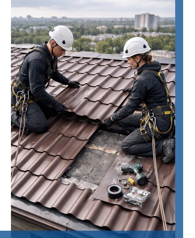 Ремонт металлочерепицы на крыше в Ялте от 919 р. | ВЫСОТНИК-Ялт