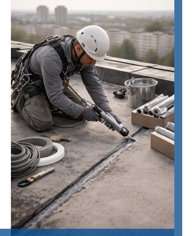 Герметизация швов кровли в Ялте от 460 р./м2 | ВЫСОТНИК-Ялт