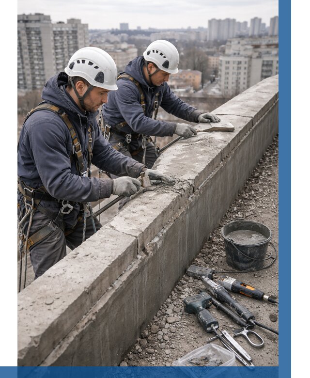 Ремонт парапета на кровле в Ялте от 1532 р. | ВЫСОТНИК-Ялт