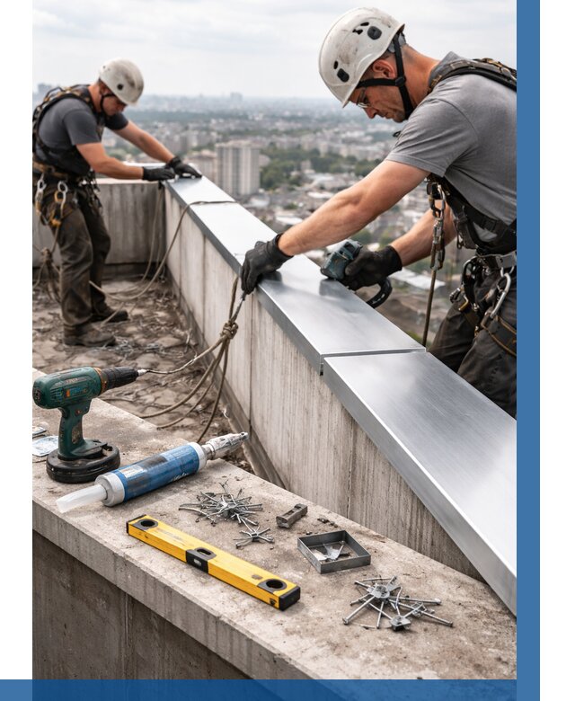 Монтаж парапетных крышек в Ялте от 817 р. | ВЫСОТНИК-Ялт