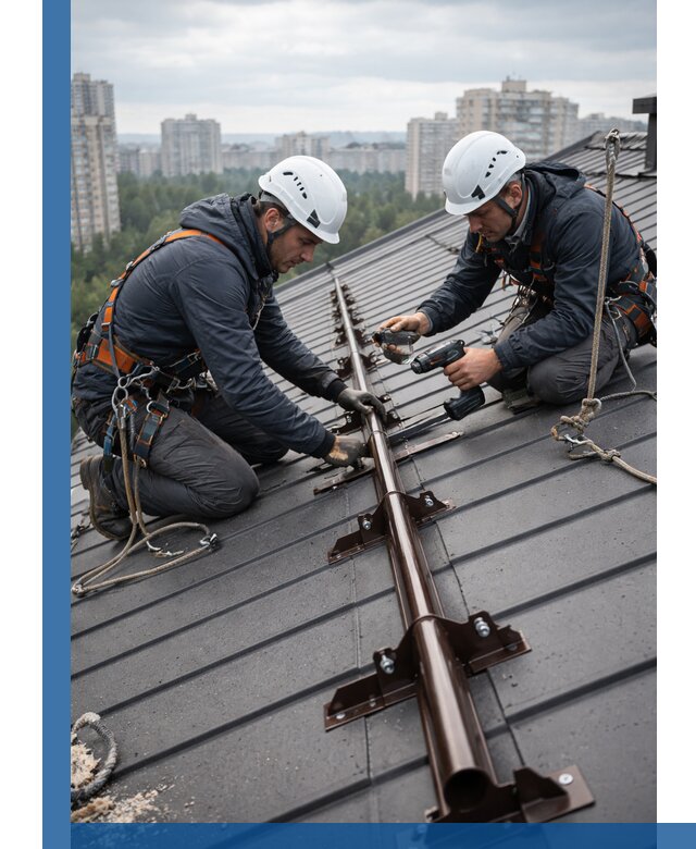 Монтаж снегозадержателей на кровле зданий в Ялте под ключ