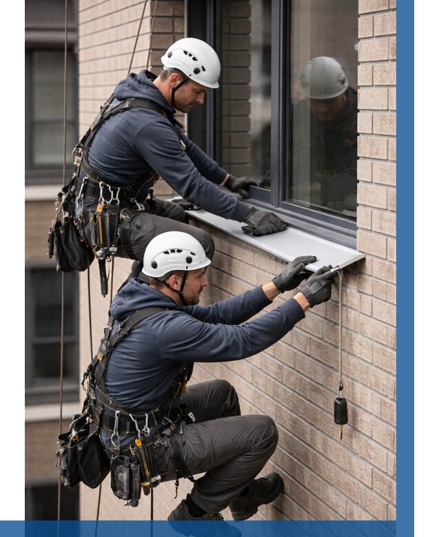 Монтаж оконных отливов под ключ в Ялте от 3576 р. | ВЫСОТНИК-Ялт