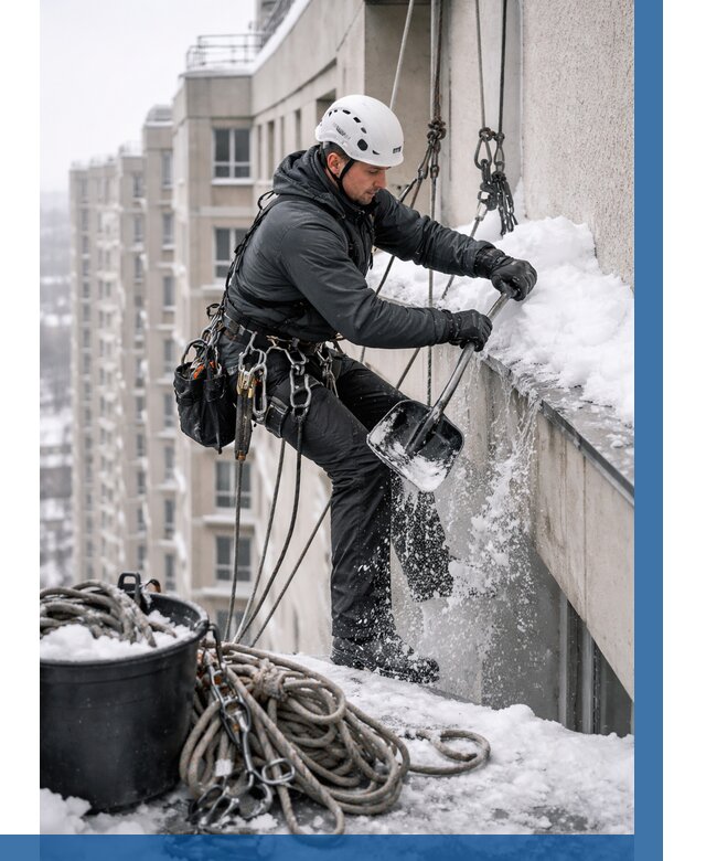 Очистка карнизов от снега в Ялте от 306 р. | ВЫСОТНИК-Ялт