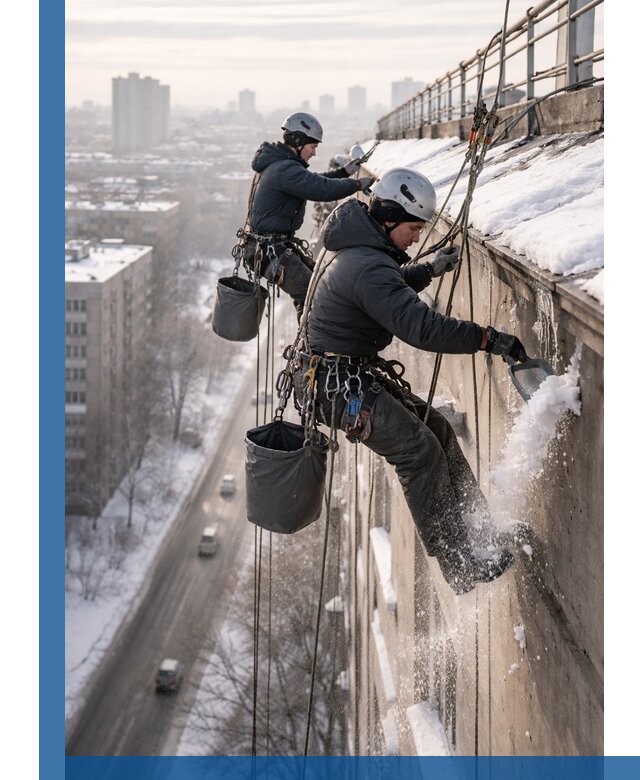 Очистка карнизов от снега в Ялте профессионально и безопасно