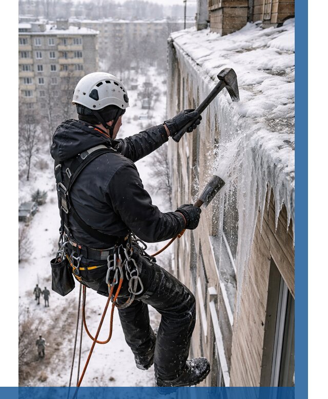 Сбивание сосулек с крыши в Ялте по цене от 4597 р. | ВЫСОТНИК-Ялт