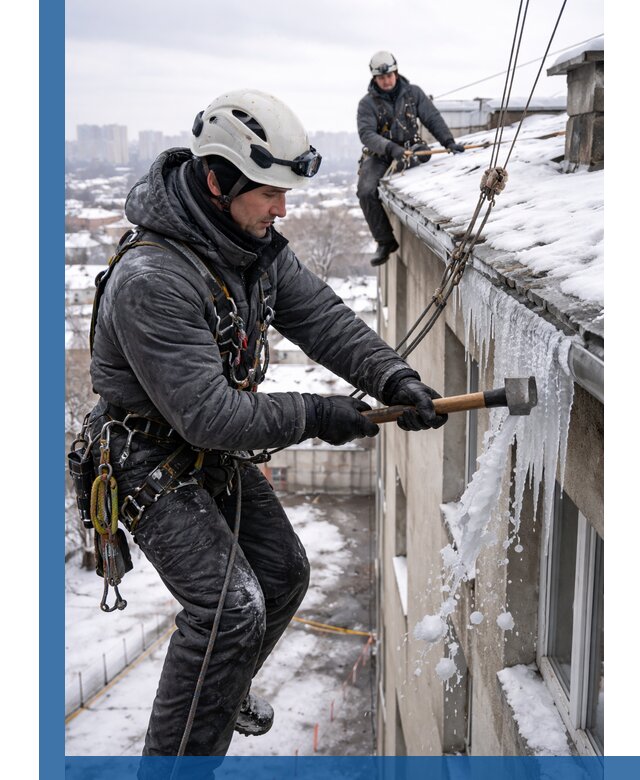 Сбивание и удаление сосулек с крыши в Ялте безопасно