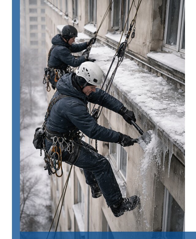 Удаление наледи и сосулек с карнизов в Ялте профессионально