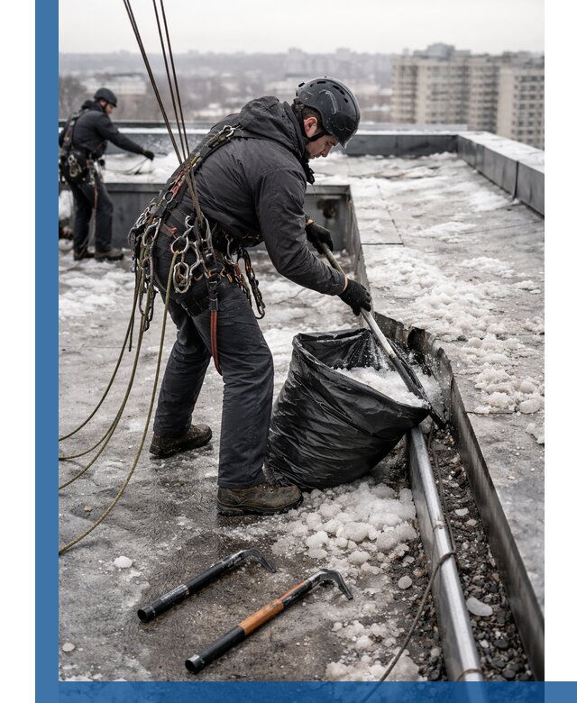 Аварийная очистка кровли в Ялте от промальпинистов