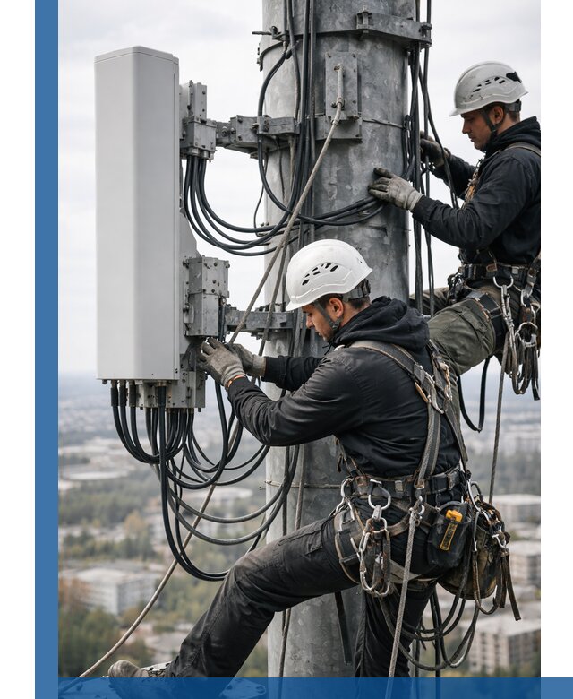 Монтаж оборудования связи на мачте в Ялте с пусконаладкой