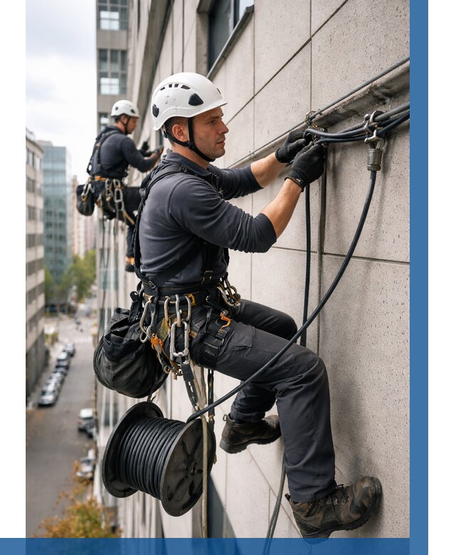 Прокладка кабеля по фасаду в Ялте от 358 р. | ВЫСОТНИК-Ялт