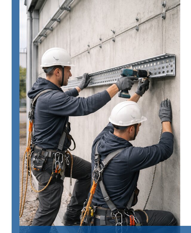 Монтаж кабельных лотков на фасаде зданий в Ялте с гарантией