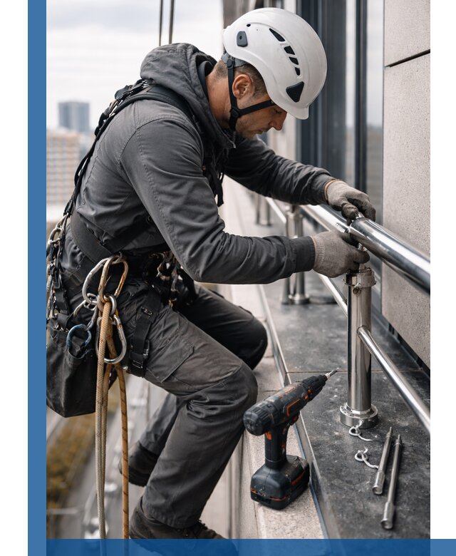 Монтаж ограждений на высоте в Ялте для зданий и конструкций