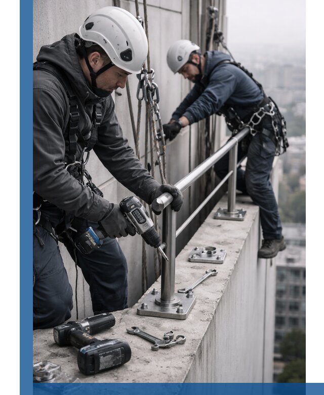 Монтаж перил на высоте в Ялте для жилых и промобъектов