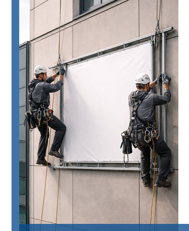 Монтаж наружной рекламной вывески в Ялте под ключ