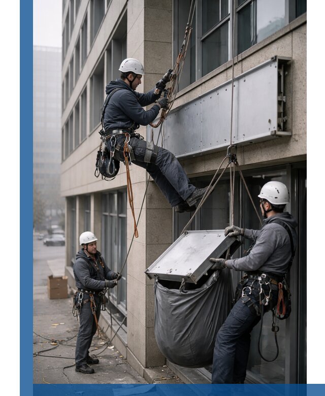 Демонтаж рекламной вывески с высотными работами в Ялте