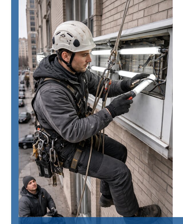 Профессиональная замена ламп в наружной вывеске в Ялте