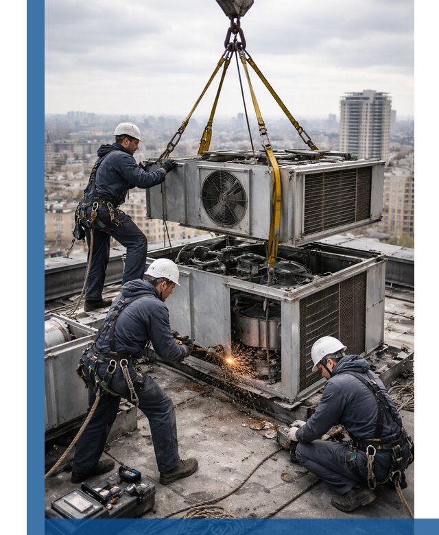 Демонтаж крышной установки в Ялте любой сложности