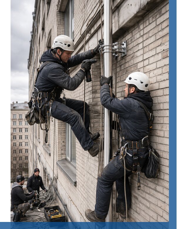 Монтаж флагштока на здании в Ялте от 6640 р. | ВЫСОТНИК-Ялт