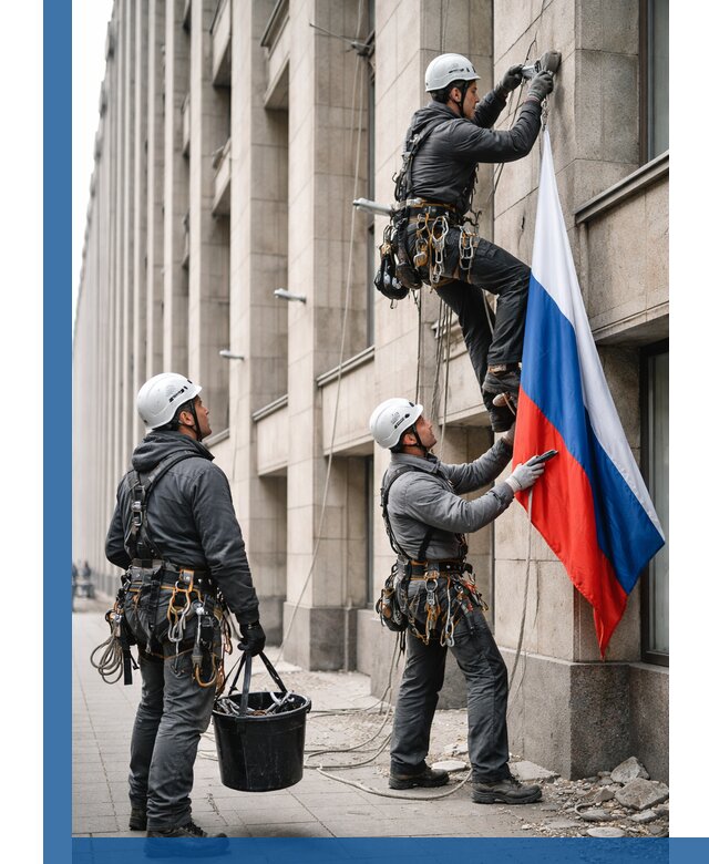 Профессиональная установка флагов на фасаде в Ялте