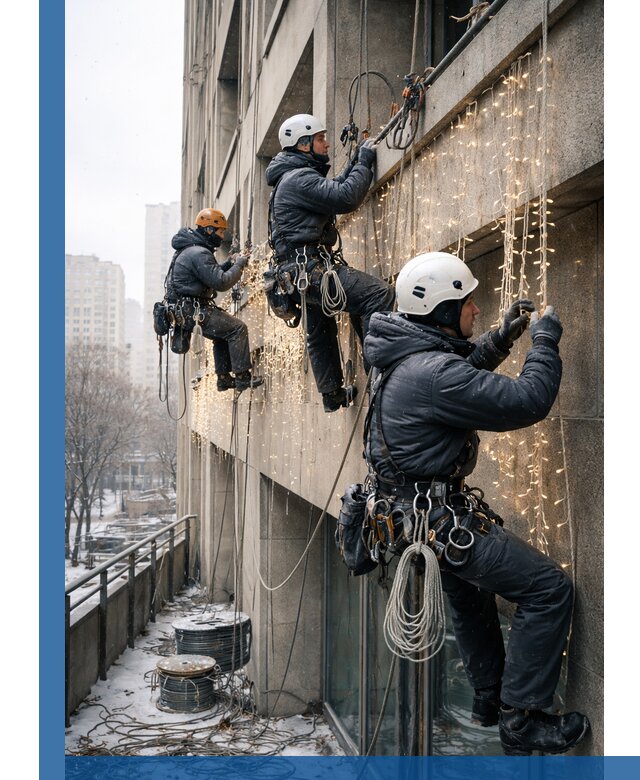 Монтаж новогодней иллюминации и украшение фасадов в Ялте