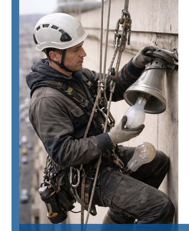 Замена ламп на высоте в Ялте профессионально и быстро