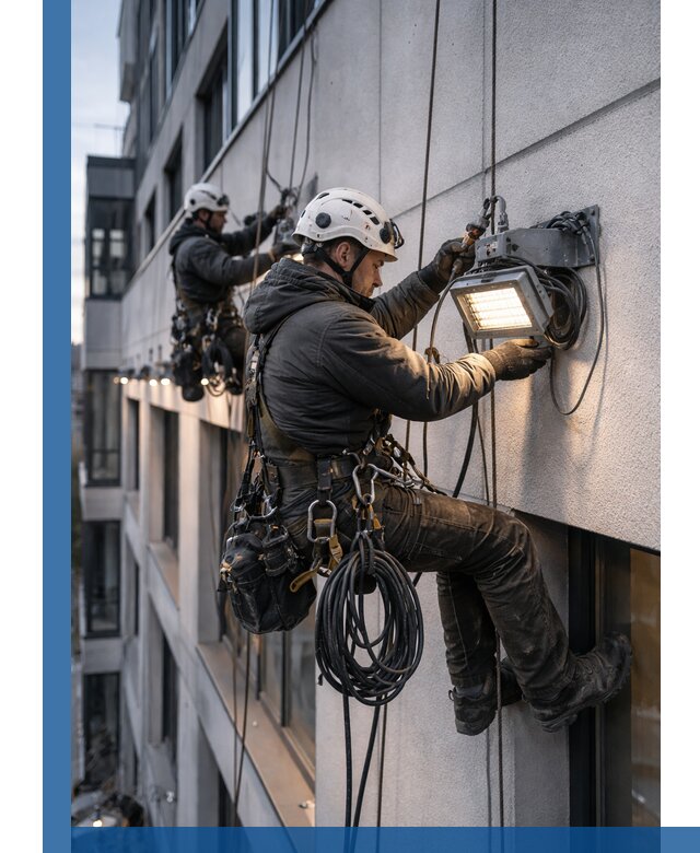 Монтаж фасадного освещения в Ялте установка и подключение
