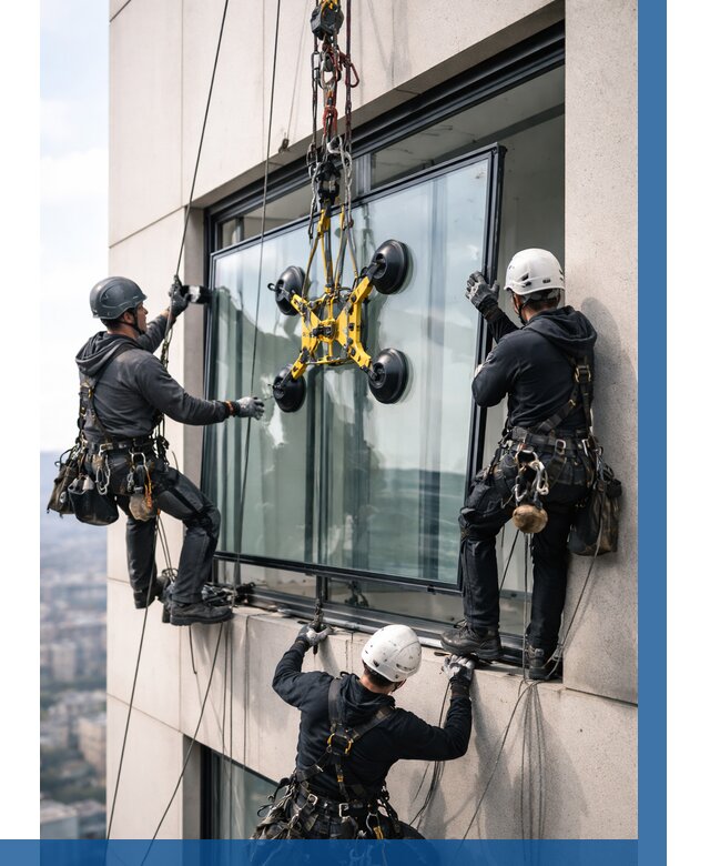 Монтаж стеклопакетов на высоте в Ялте от 3269 р. | ВЫСОТНИК-Ялт