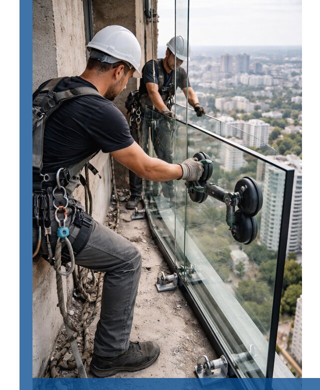 Монтаж стеклянных ограждений под ключ с гарантией в Ялте