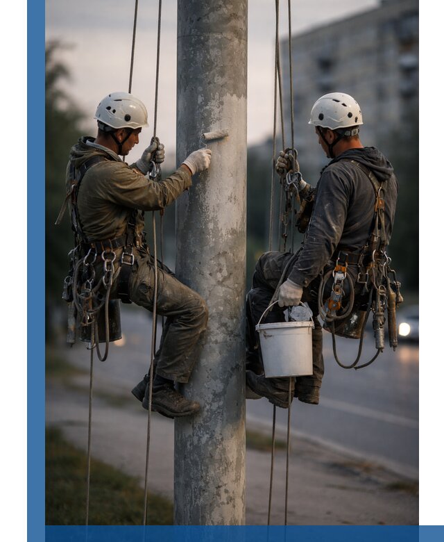 Покраска опор освещения и антикоррозийная защита в Ялте