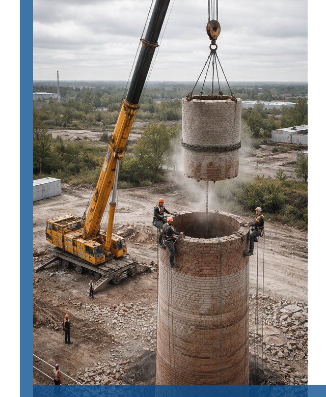 Демонтаж дымовой трубы в Ялте с гарантиями безопасности