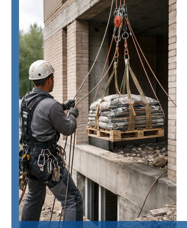 Подъем материалов на этаж веревками в Ялте оперативно