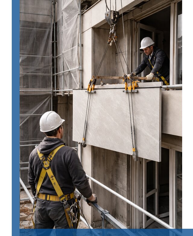 Подъем керамогранита на этаж в Ялте грузчиками и техникой