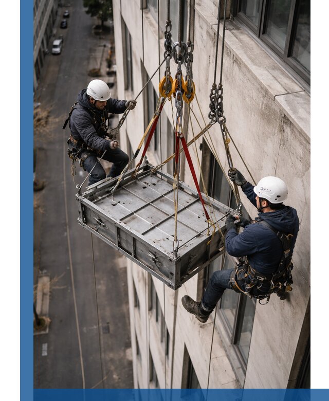 Спуск и подъем грузов по фасаду в Ялте для зданий