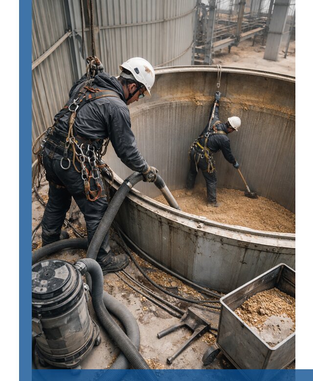 Профессиональная чистка зерновых бункеров в Ялте с выездом