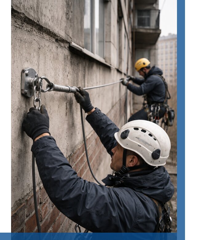 Монтаж анкерных линий в Ялте от 3065 р. | ВЫСОТНИК-Ялт