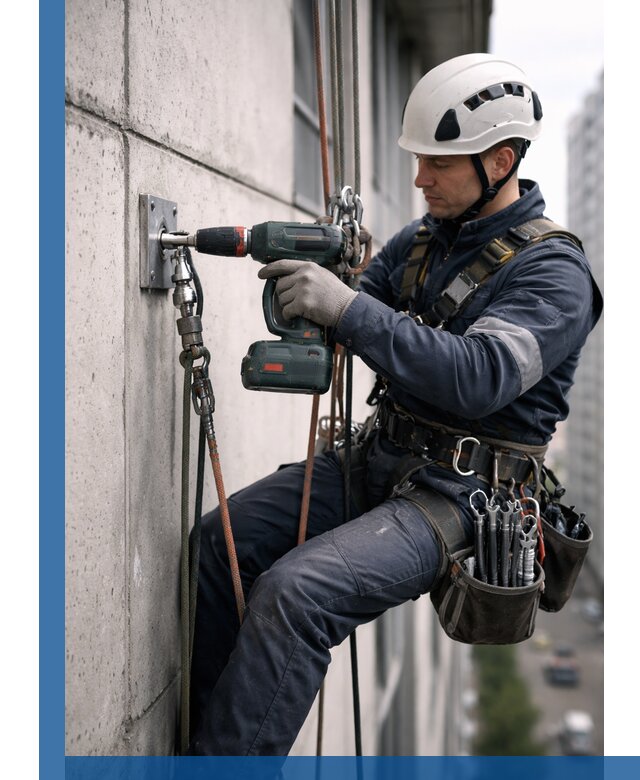 Установка анкерных точек для высотных работ в Ялте